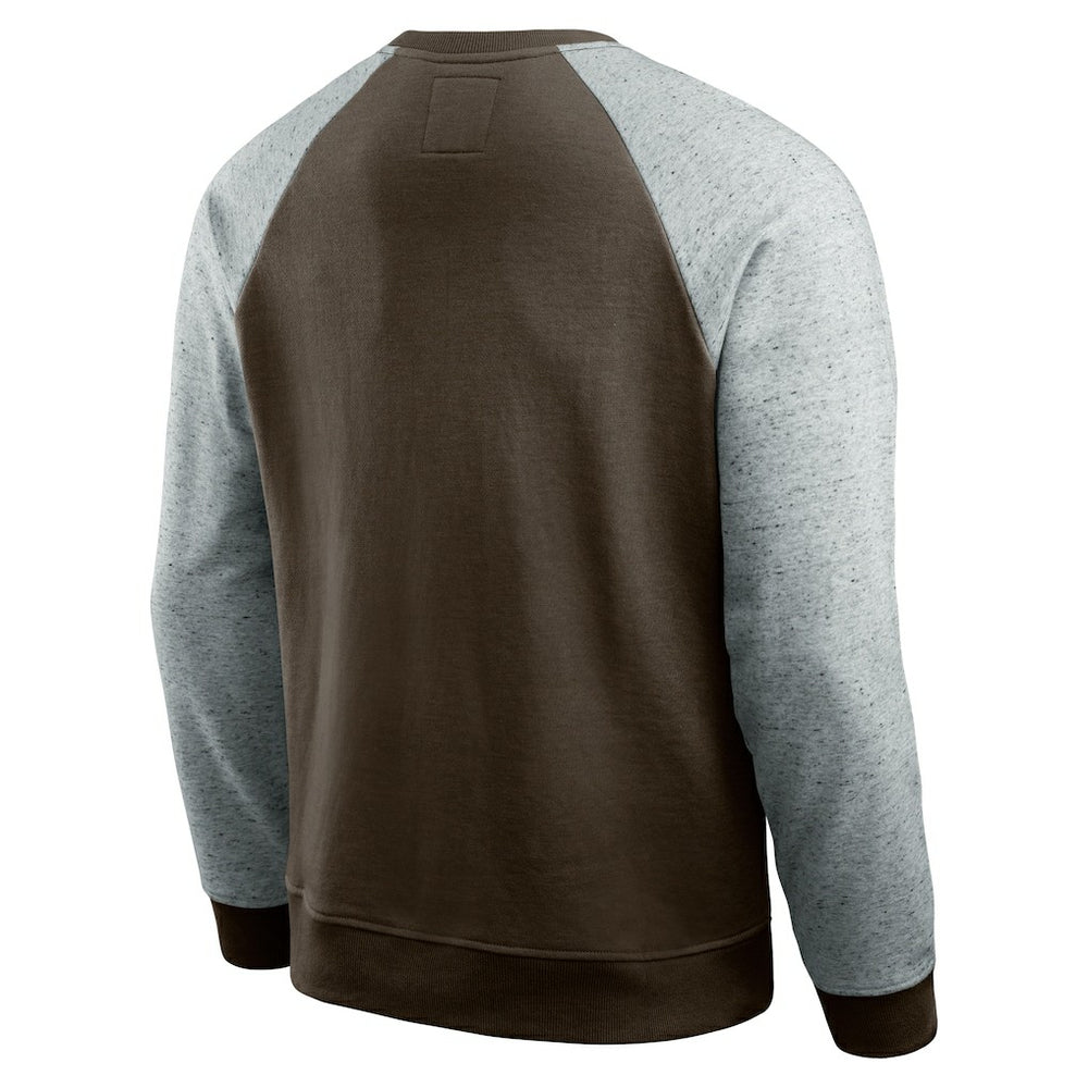 Cleveland Browns Darius Rucker Collection Colorblock Pullover Sweatshirt - Brown/Heather Gray - Fanatics