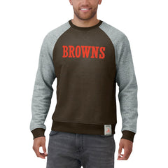 Cleveland Browns Darius Rucker Collection Colorblock Pullover Sweatshirt - Brown/Heather Gray - Fanatics