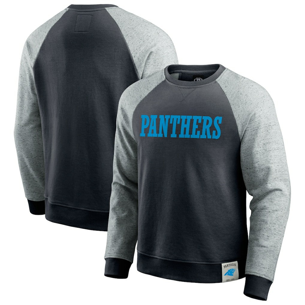 Carolina Panthers Darius Rucker Collection Colorblock Pullover Sweatshirt - Black/Heather Gray - Fanatics