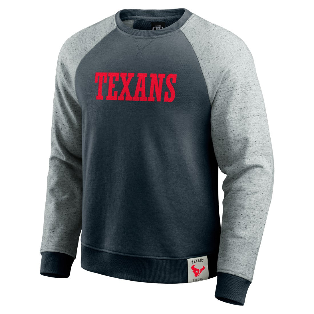 Houston Texans Darius Rucker Collection Colorblock Pullover Sweatshirt - Navy/Heather Gray - Fanatics