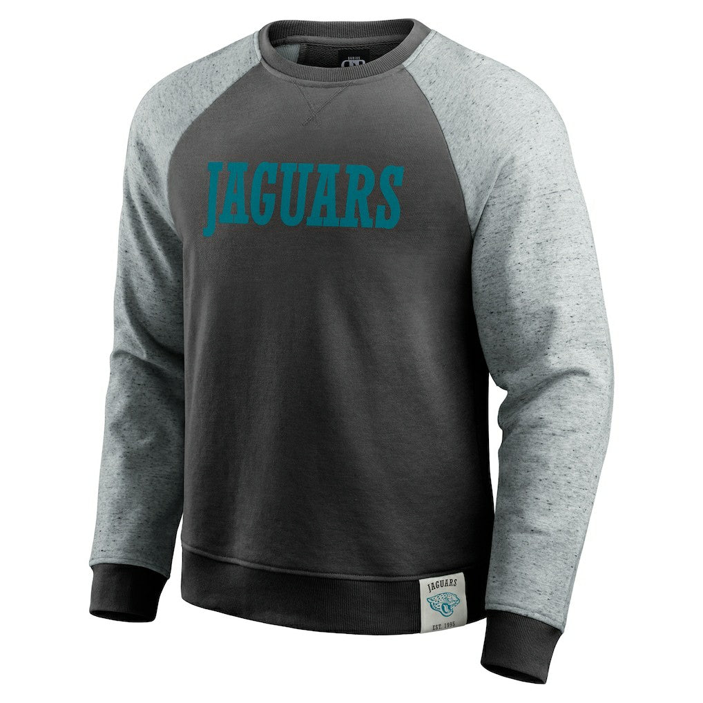 Jacksonville Jaguars Darius Rucker Collection Colorblock Pullover Sweatshirt - Black/Heather Gray - Fanatics