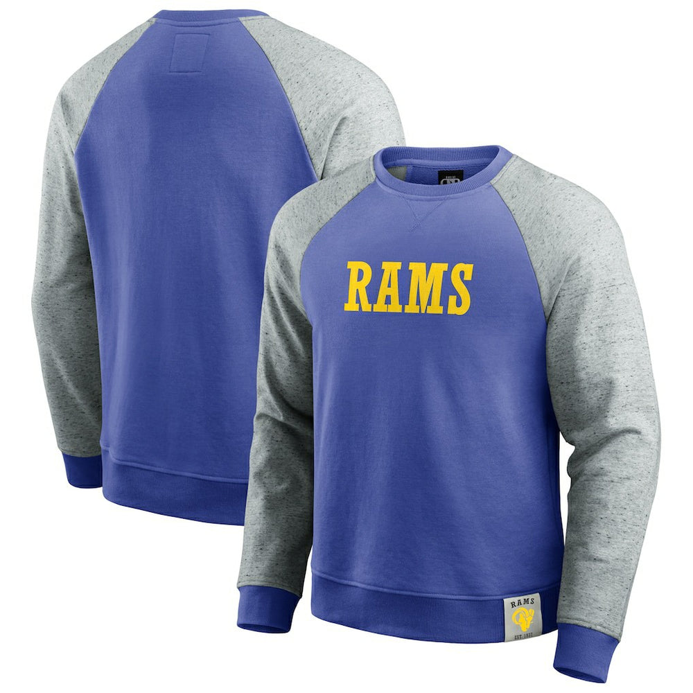 Los Angeles Rams Darius Rucker Collection Colorblock Pullover Sweatshirt - Royal/Heather Gray - Fanatics