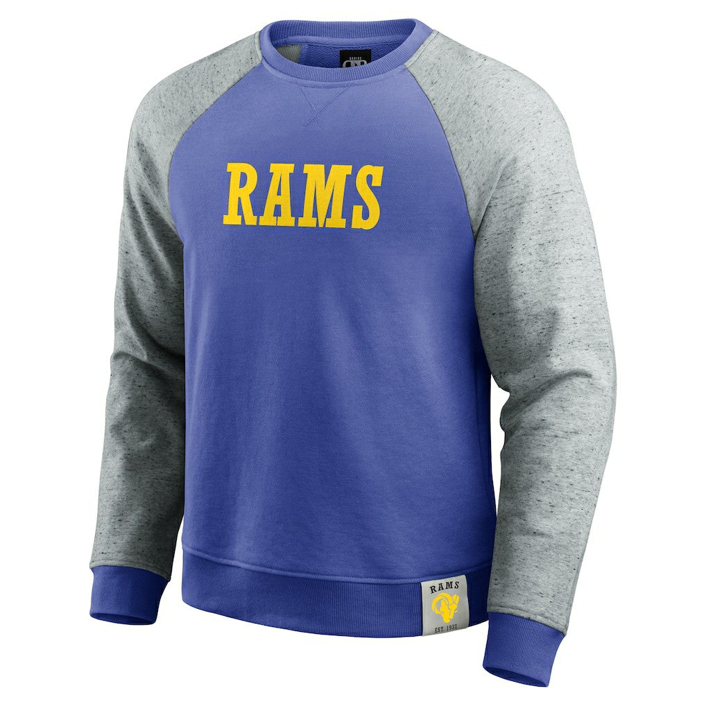 Los Angeles Rams Darius Rucker Collection Colorblock Pullover Sweatshirt - Royal/Heather Gray - Fanatics