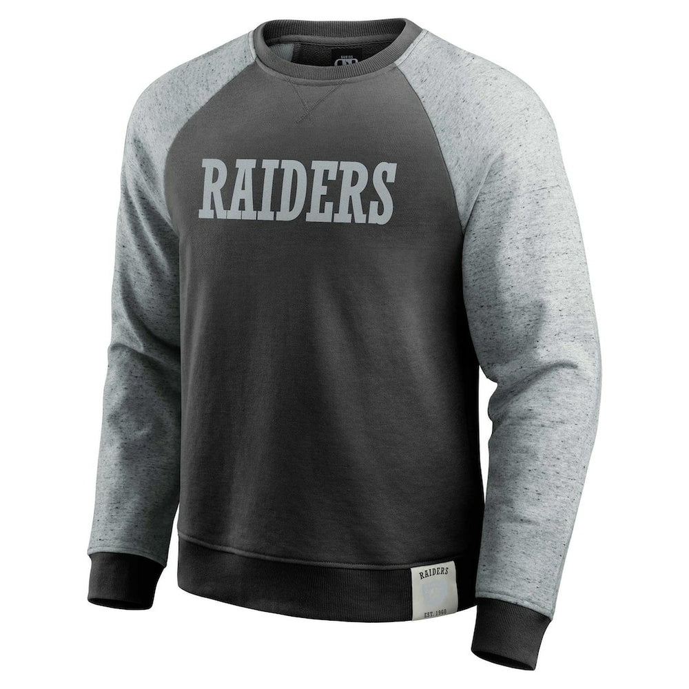 Las Vegas Raiders Darius Rucker Collection Colorblock Pullover Sweatshirt - Black/Heather Gray - Fanatics