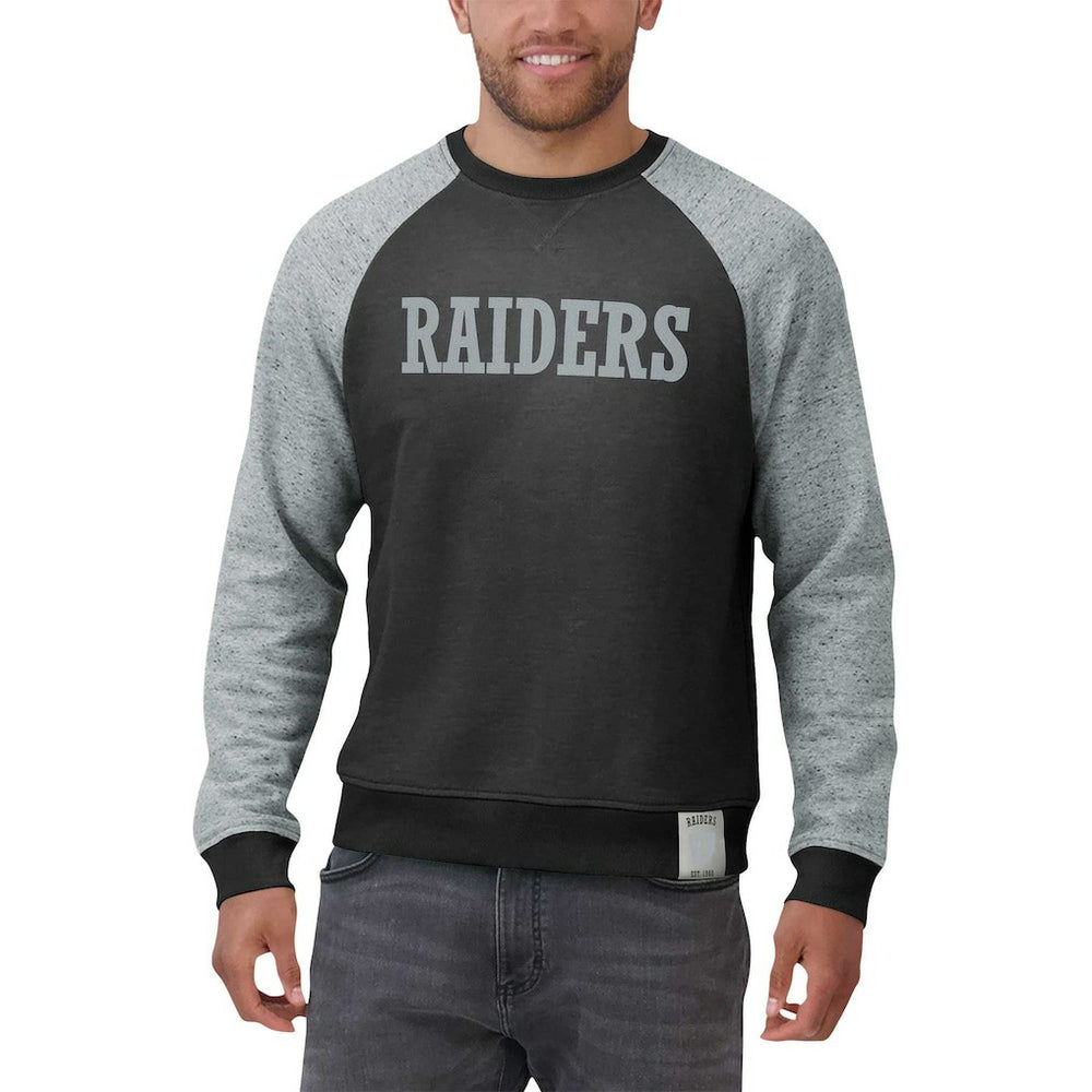 Las Vegas Raiders Darius Rucker Collection Colorblock Pullover Sweatshirt - Black/Heather Gray - Fanatics