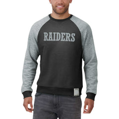Las Vegas Raiders Darius Rucker Collection Colorblock Pullover Sweatshirt - Black/Heather Gray - Fanatics