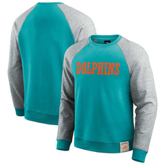 Miami Dolphins Darius Rucker Collection Colorblock Pullover Sweatshirt - Aqua/Heather Gray - Fanatics