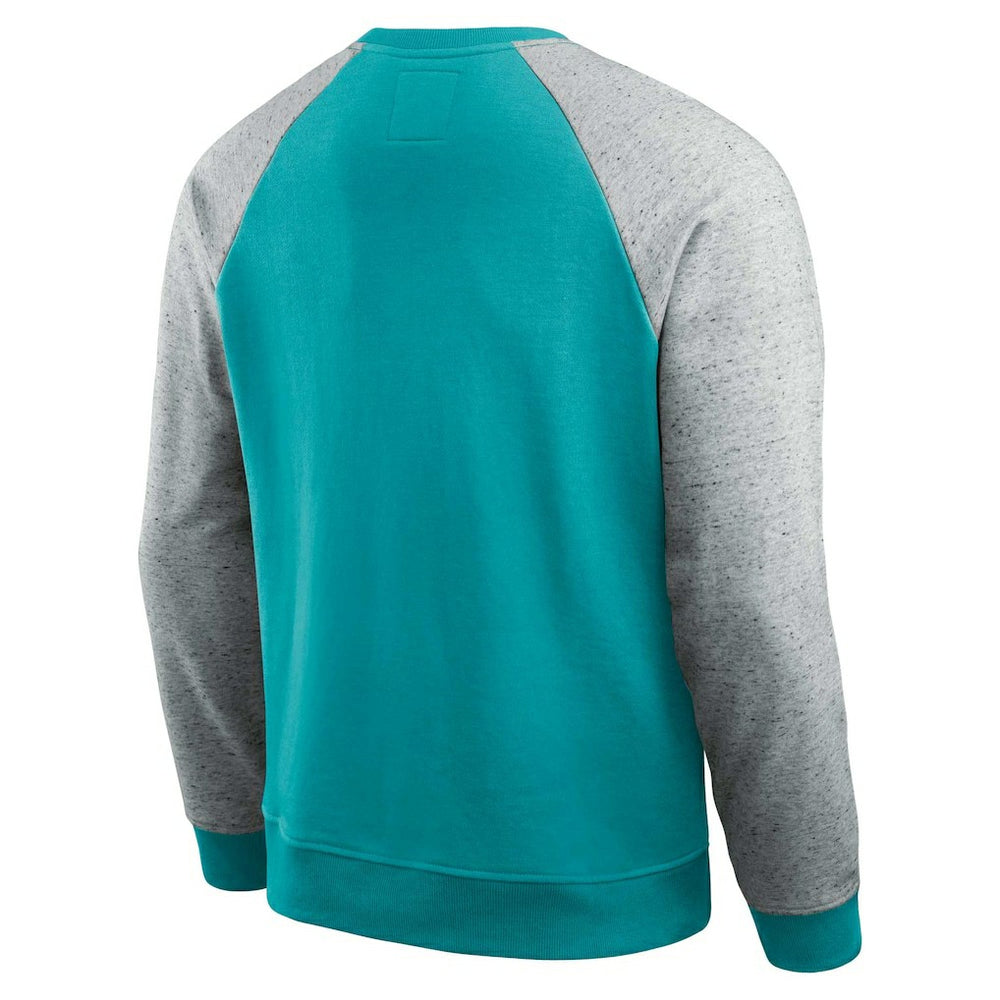 Miami Dolphins Darius Rucker Collection Colorblock Pullover Sweatshirt - Aqua/Heather Gray - Fanatics