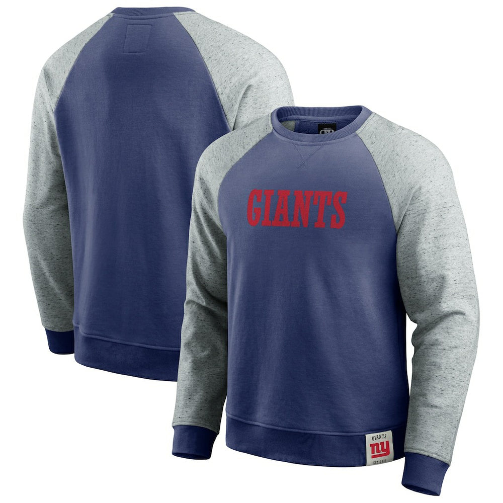 New York Giants Darius Rucker Collection Colorblock Pullover Sweatshirt - Royal/Heather Gray - Fanatics