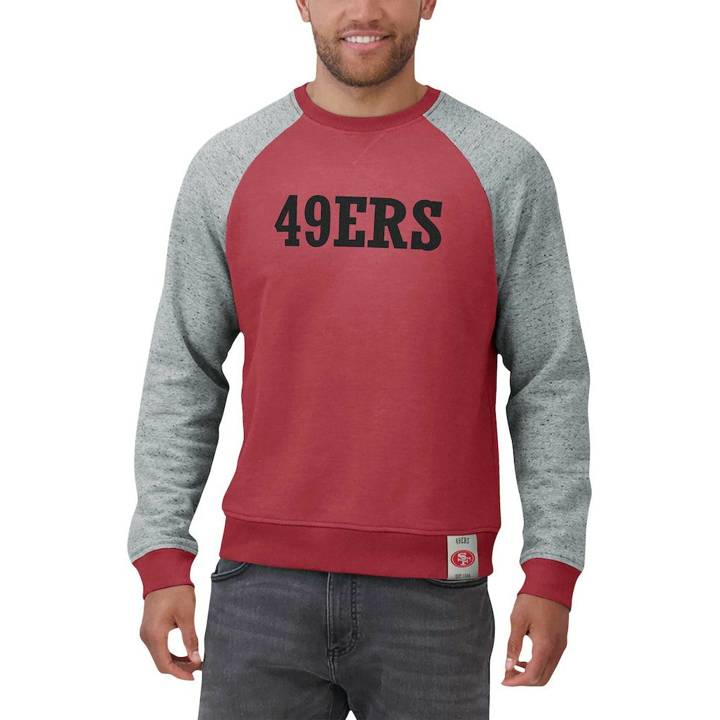 San Francisco 49ers Darius Rucker Collection Colorblock Pullover Sweatshirt - Scarlet/Heather Gray - Fanatics