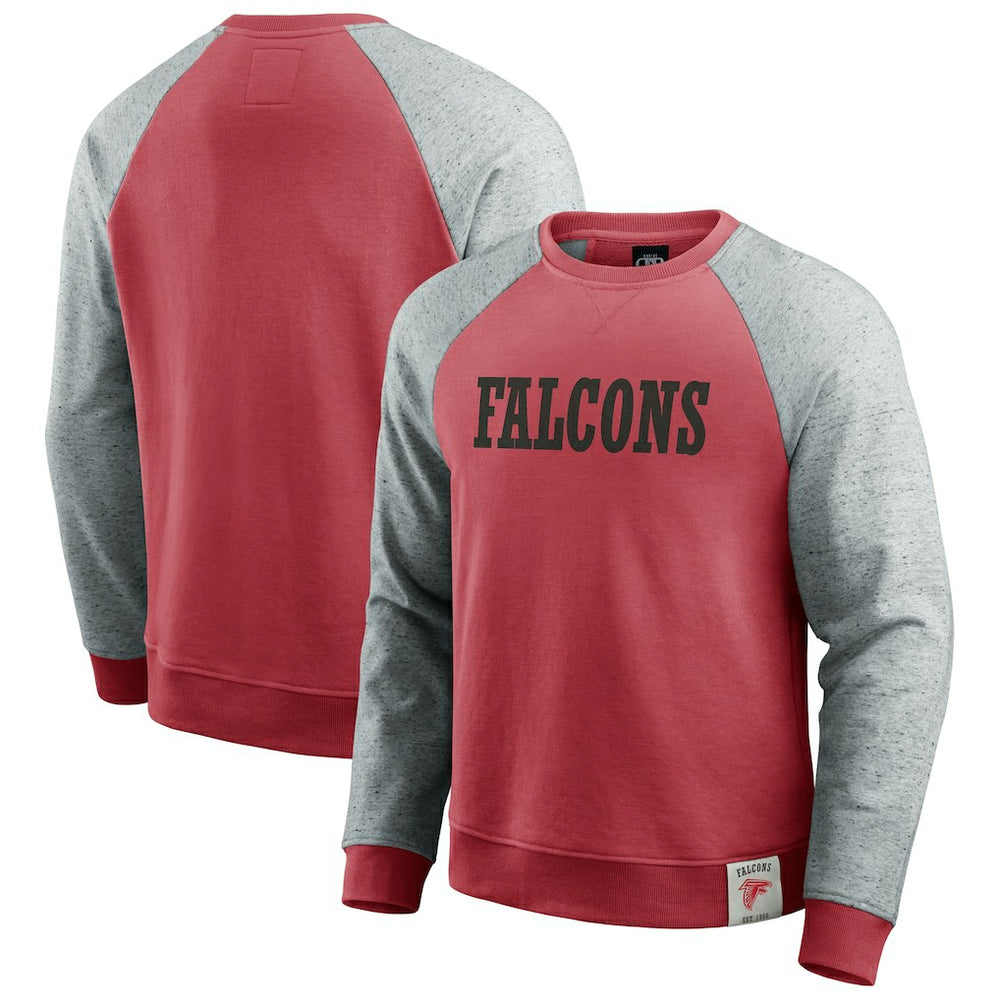 Atlanta Falcons Darius Rucker Collection Colorblock Pullover Sweatshirt - Red/Heather Gray - Fanatics