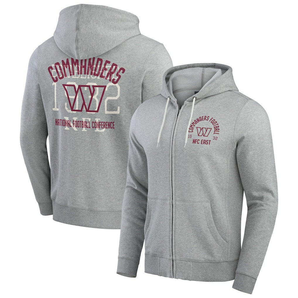 Washington Commanders Darius Rucker Collection Vintage Stripe Full-Zip Hoodie - Heather Gray - Fanatics
