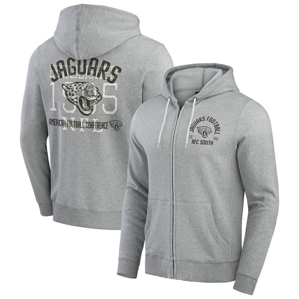 Jacksonville Jaguars Darius Rucker Collection Vintage Stripe Full-Zip Hoodie - Heather Gray - Fanatics