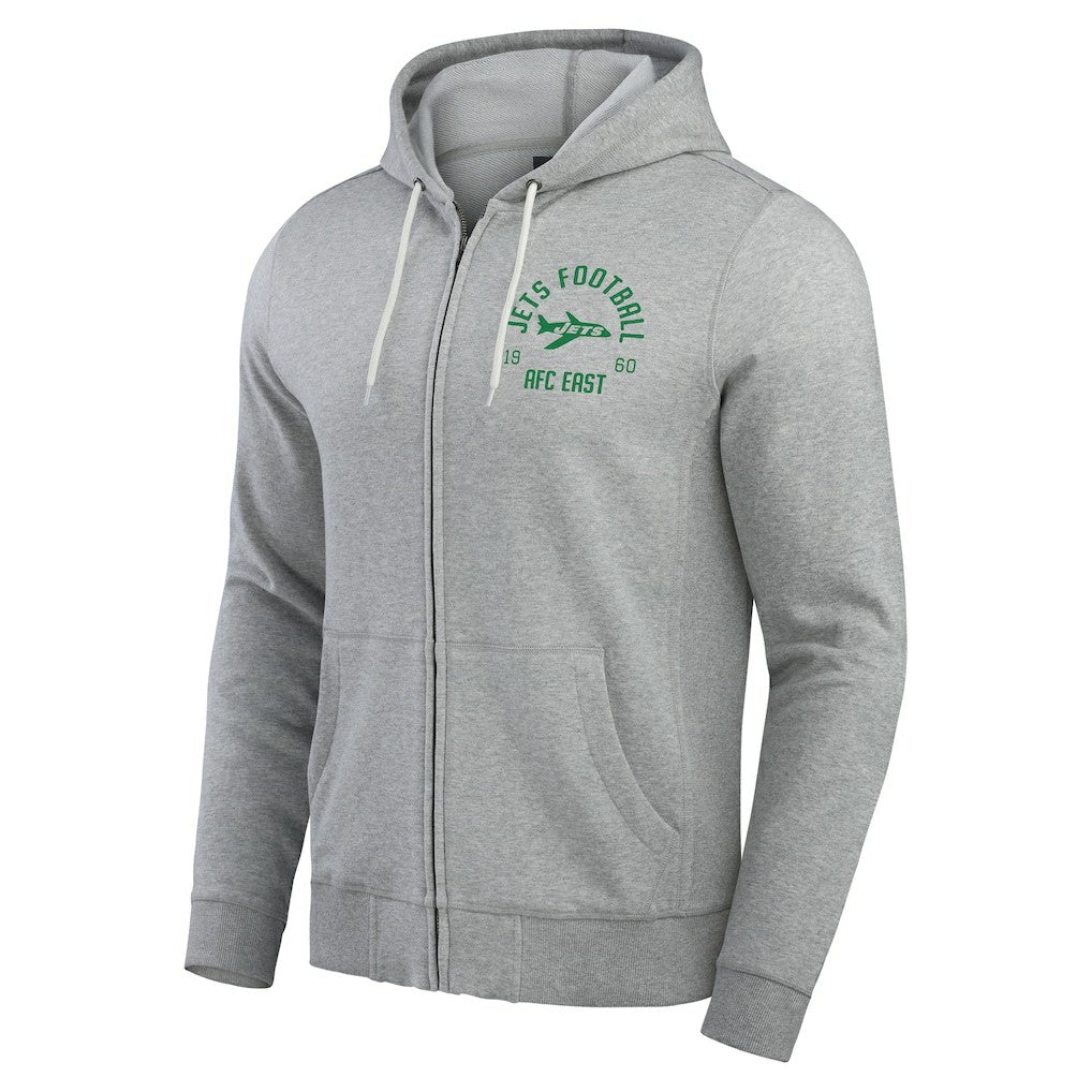 New York Jets Darius Rucker Collection Vintage Stripe Full-Zip Hoodie - Heather Gray - Fanatics