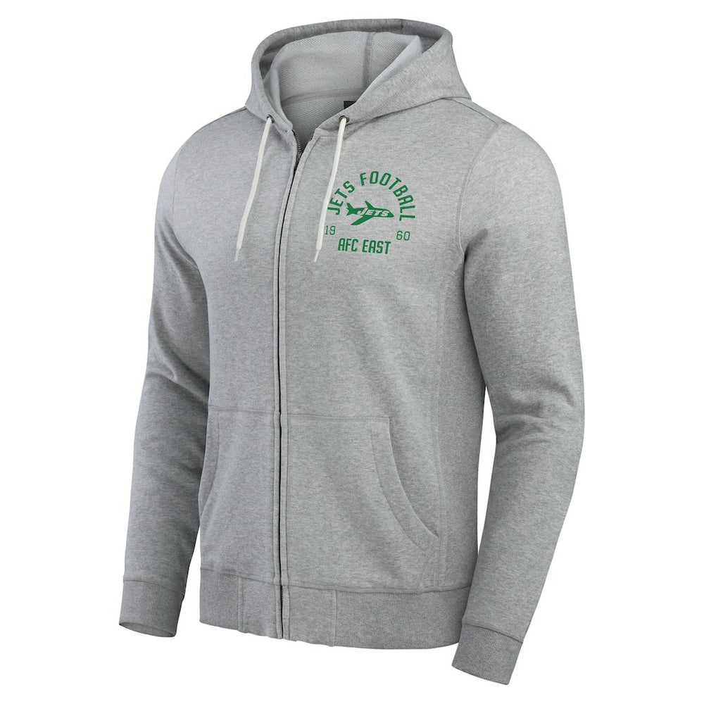 New York Jets Darius Rucker Collection Vintage Stripe Full-Zip Hoodie - Heather Gray - Fanatics