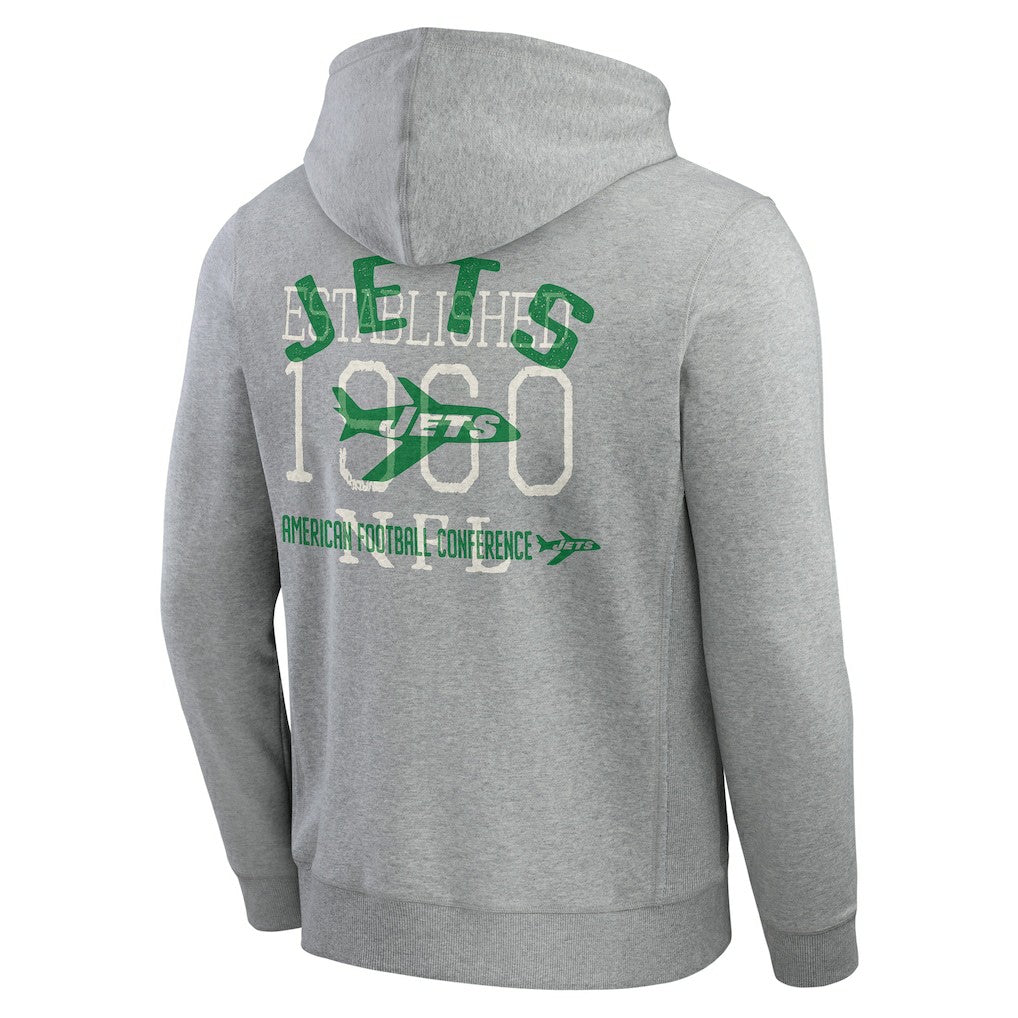 New York Jets Darius Rucker Collection Vintage Stripe Full-Zip Hoodie - Heather Gray - Fanatics