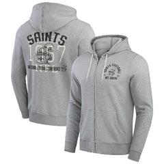 New Orleans Saints Darius Rucker Collection Vintage Stripe Full-Zip Hoodie - Heather Gray - Fanatics