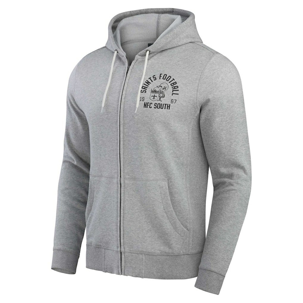 New Orleans Saints Darius Rucker Collection Vintage Stripe Full-Zip Hoodie - Heather Gray - Fanatics
