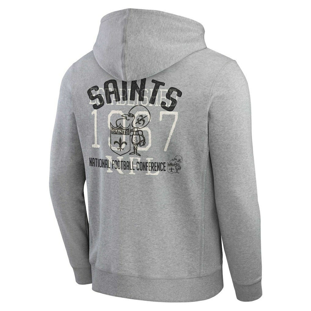 New Orleans Saints Darius Rucker Collection Vintage Stripe Full-Zip Hoodie - Heather Gray - Fanatics