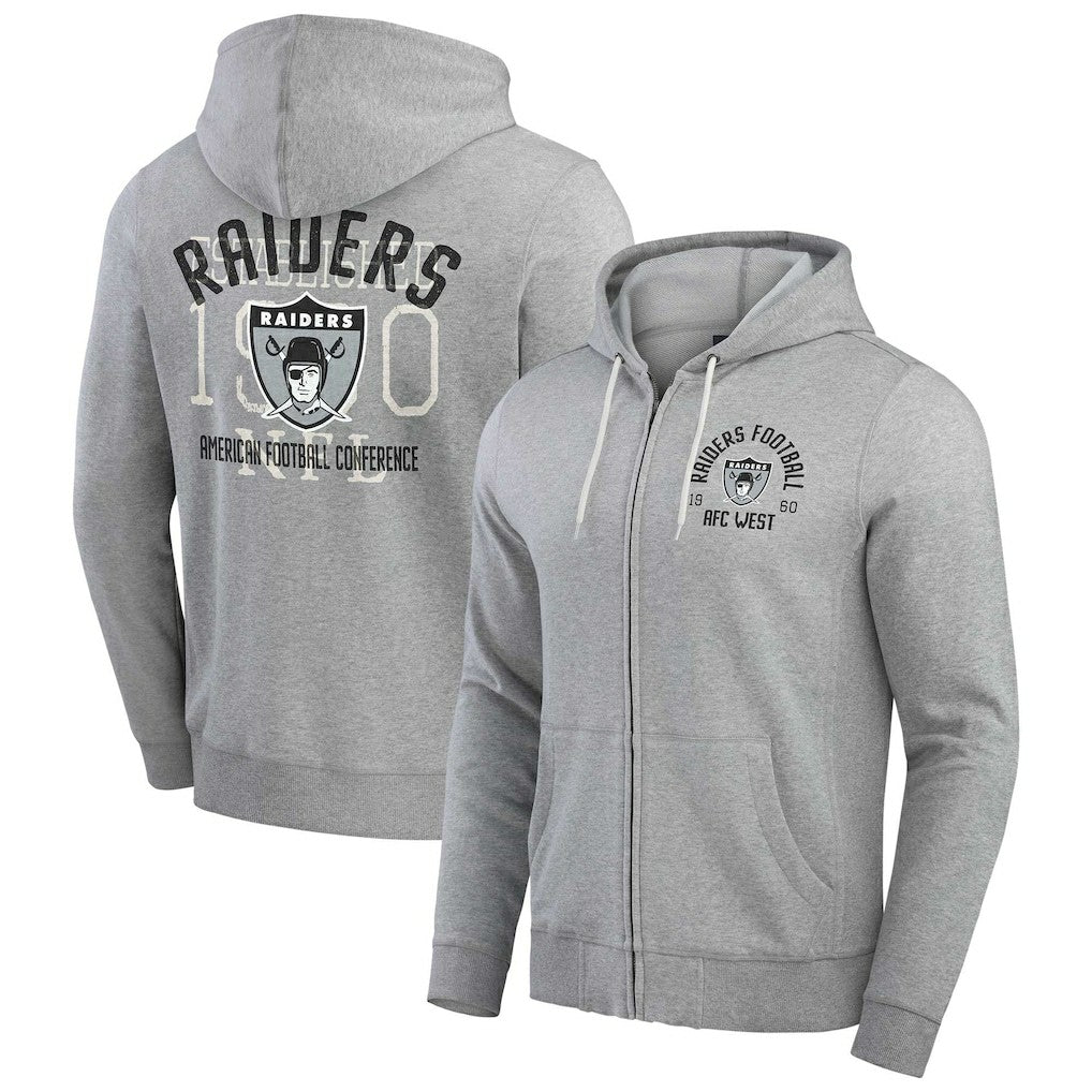 Las Vegas Raiders Darius Rucker Collection Vintage Stripe Full-Zip Hoodie - Heather Gray - Fanatics
