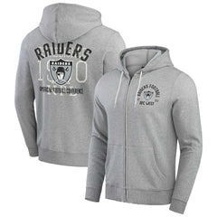 Las Vegas Raiders Darius Rucker Collection Vintage Stripe Full-Zip Hoodie - Heather Gray - Fanatics