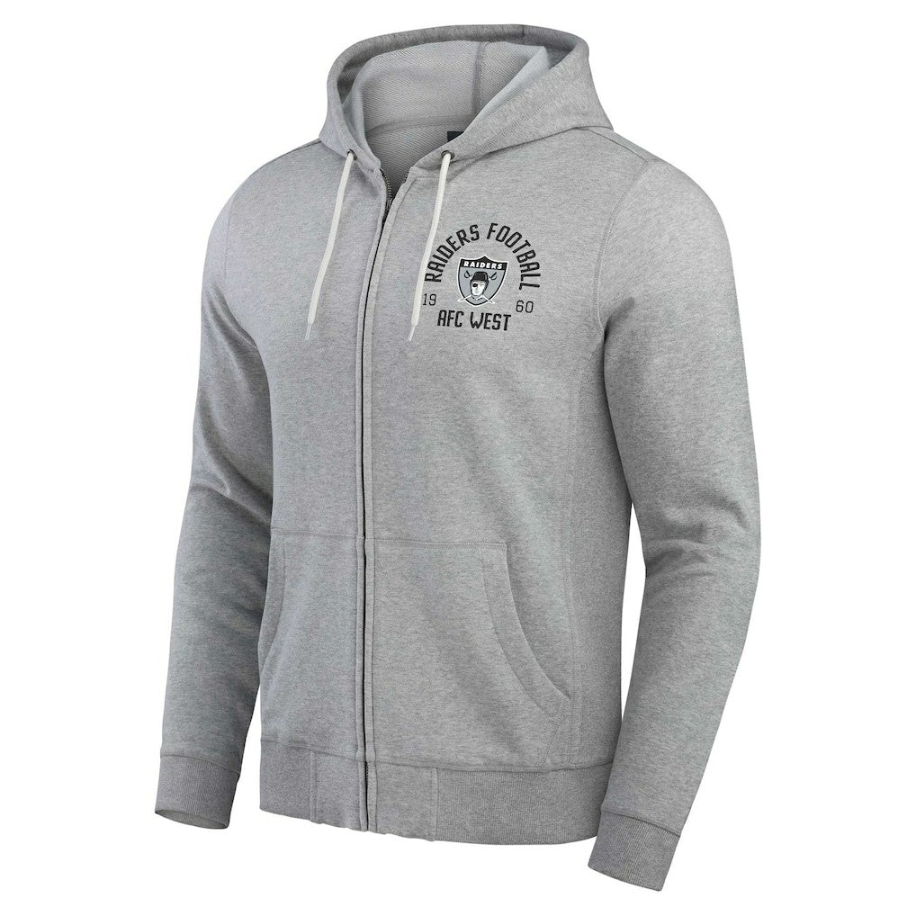 Las Vegas Raiders Darius Rucker Collection Vintage Stripe Full-Zip Hoodie - Heather Gray - Fanatics