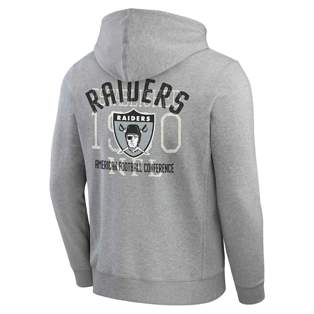 Las Vegas Raiders Darius Rucker Collection Vintage Stripe Full-Zip Hoodie - Heather Gray - Fanatics