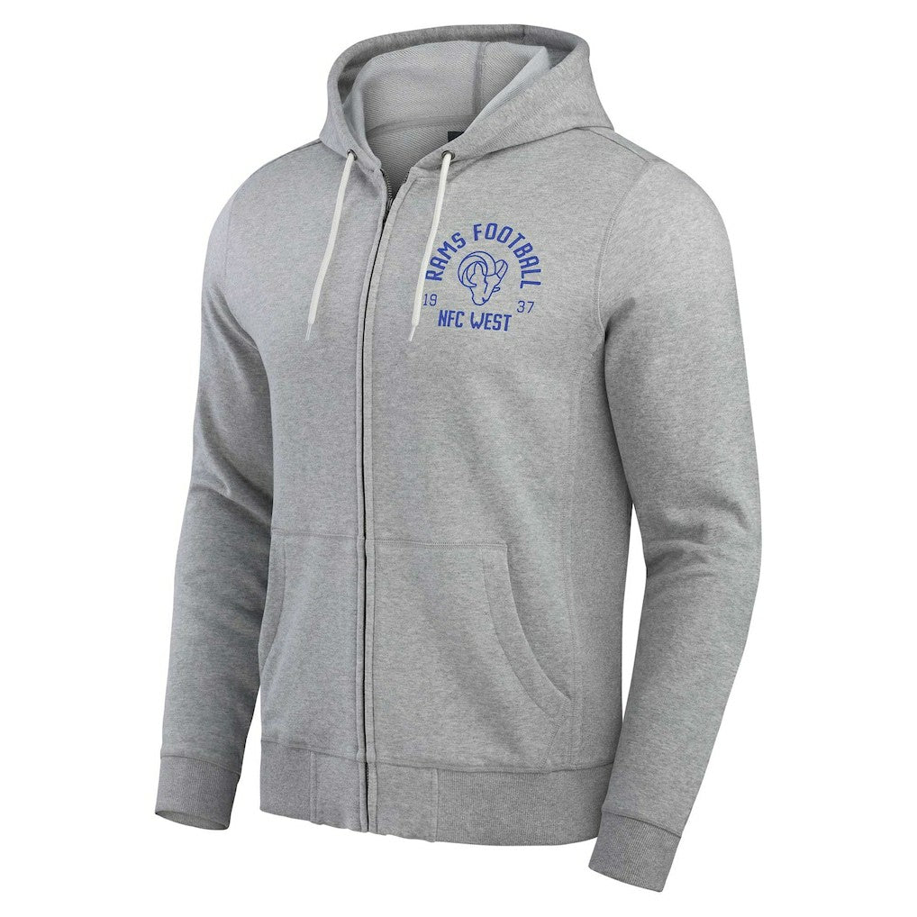 Los Angeles Rams Darius Rucker Collection Vintage Stripe Full-Zip Hoodie - Heather Gray - Fanatics