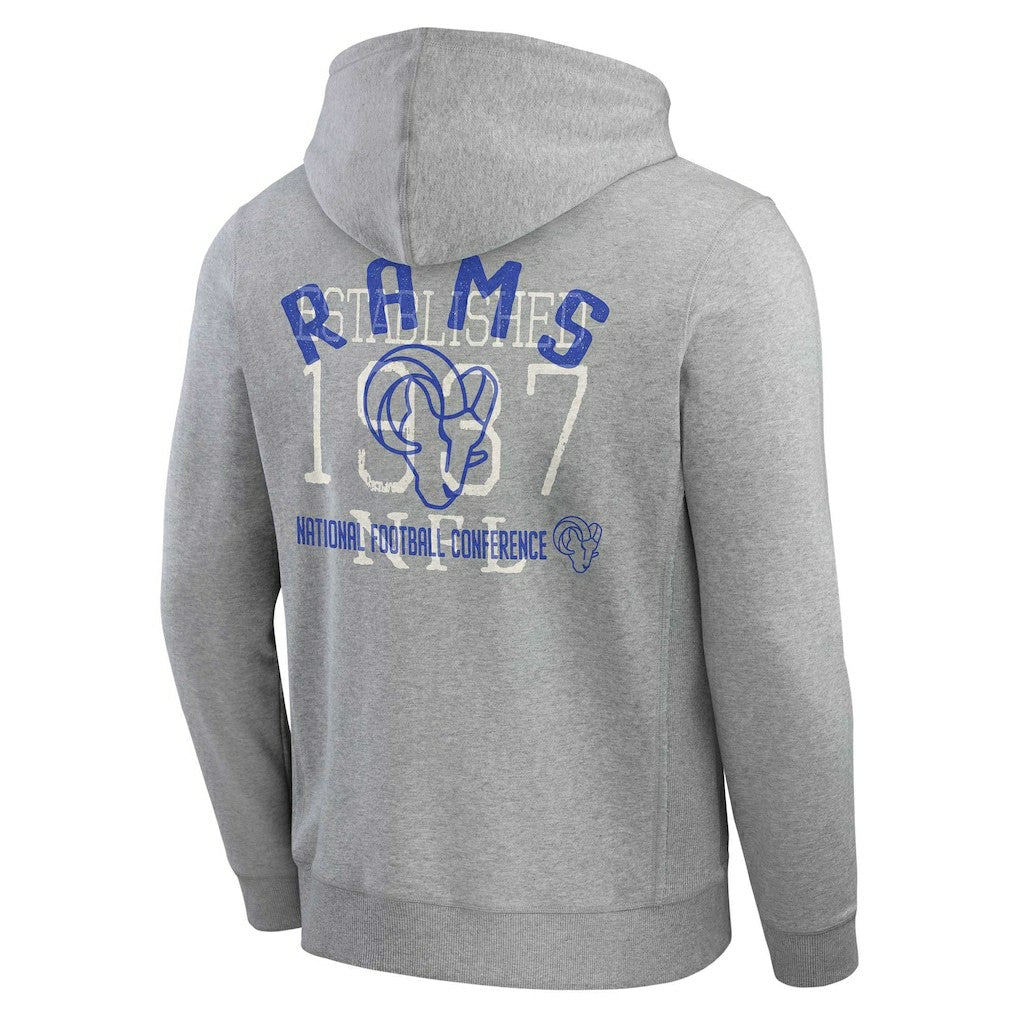 Los Angeles Rams Darius Rucker Collection Vintage Stripe Full-Zip Hoodie - Heather Gray - Fanatics