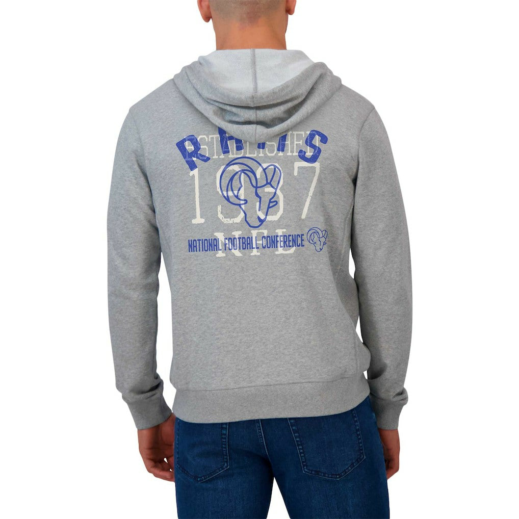 Los Angeles Rams Darius Rucker Collection Vintage Stripe Full-Zip Hoodie - Heather Gray - Fanatics