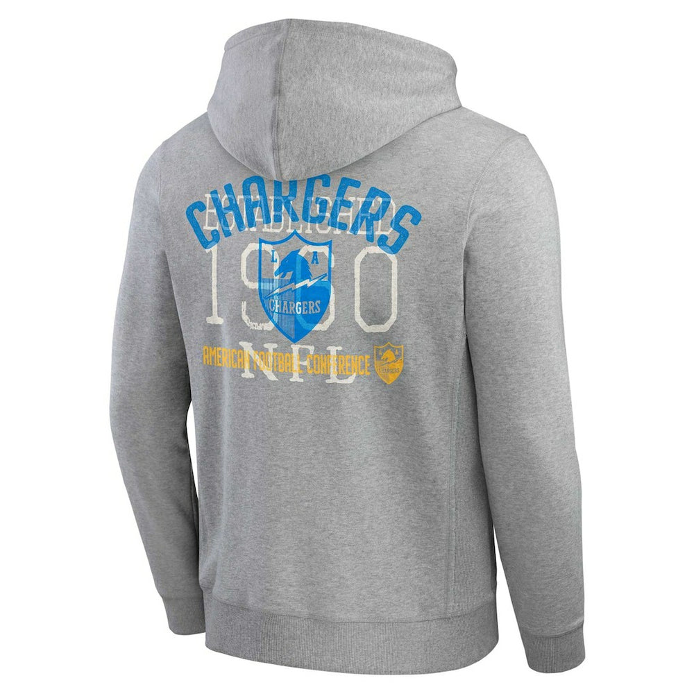 Los Angeles Chargers Darius Rucker Collection Vintage Stripe Full-Zip Hoodie - Heather Gray - Fanatics