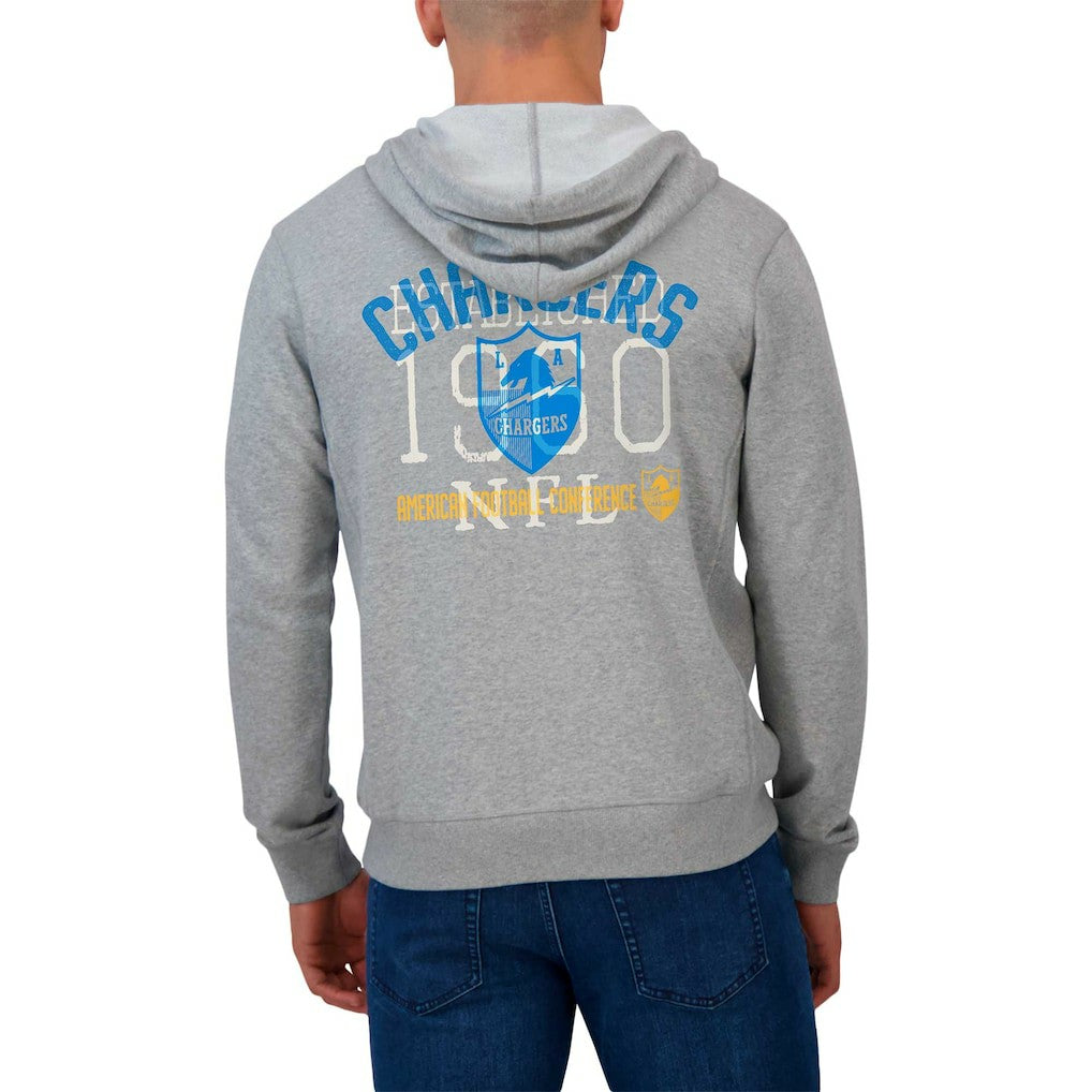 Los Angeles Chargers Darius Rucker Collection Vintage Stripe Full-Zip Hoodie - Heather Gray - Fanatics