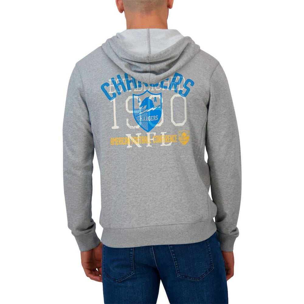 Los Angeles Chargers Darius Rucker Collection Vintage Stripe Full-Zip Hoodie - Heather Gray - Fanatics