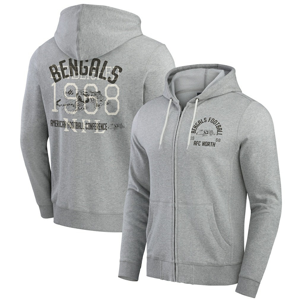 Cincinnati Bengals Darius Rucker Collection Vintage Stripe Full-Zip Hoodie - Heather Gray - Fanatics