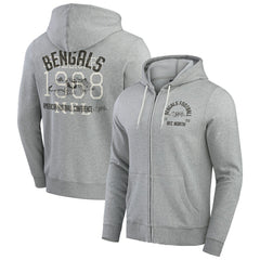 Cincinnati Bengals Darius Rucker Collection Vintage Stripe Full-Zip Hoodie - Heather Gray - Fanatics