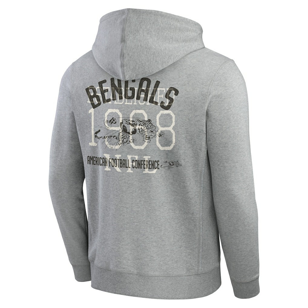Cincinnati Bengals Darius Rucker Collection Vintage Stripe Full-Zip Hoodie - Heather Gray - Fanatics