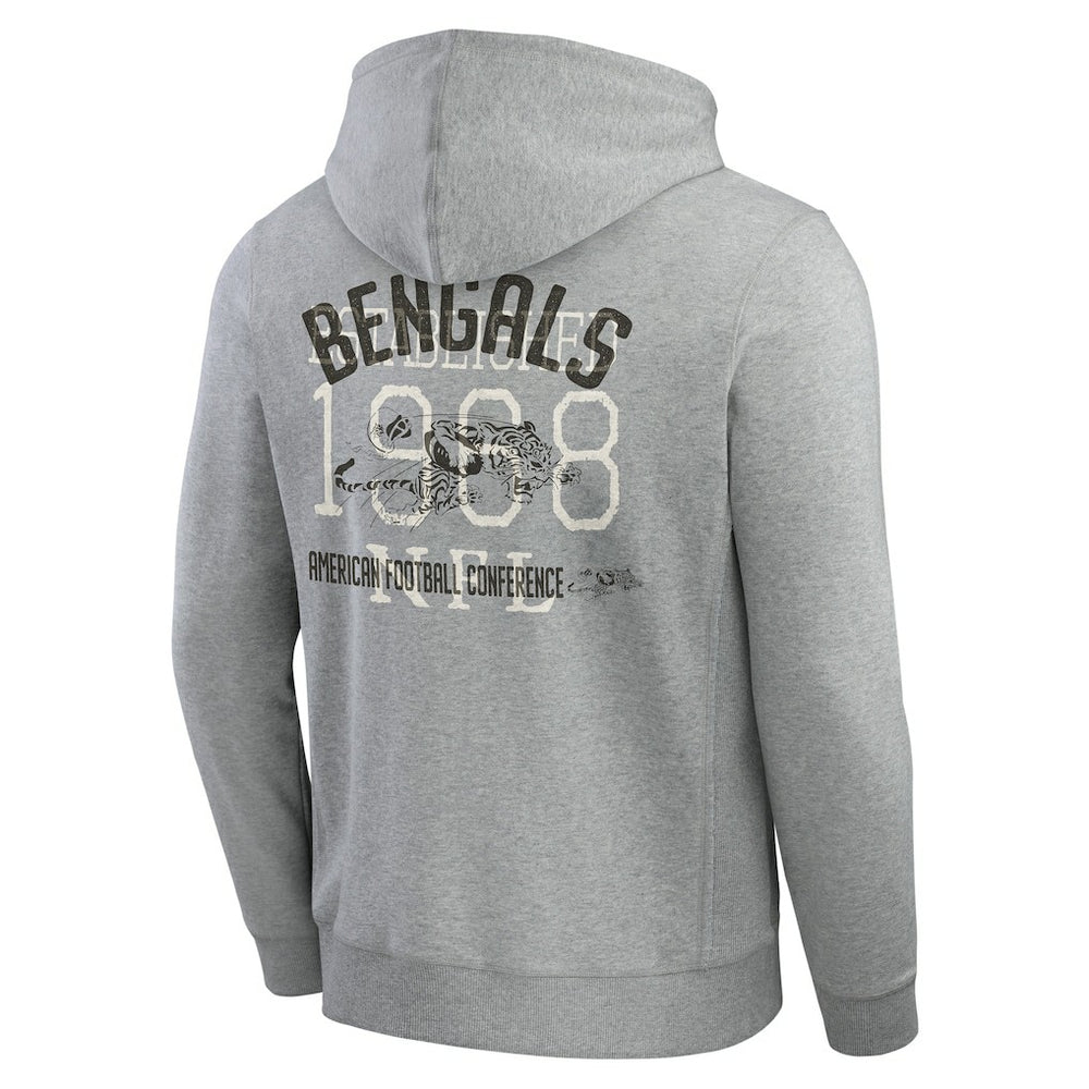 Cincinnati Bengals Darius Rucker Collection Vintage Stripe Full-Zip Hoodie - Heather Gray - Fanatics