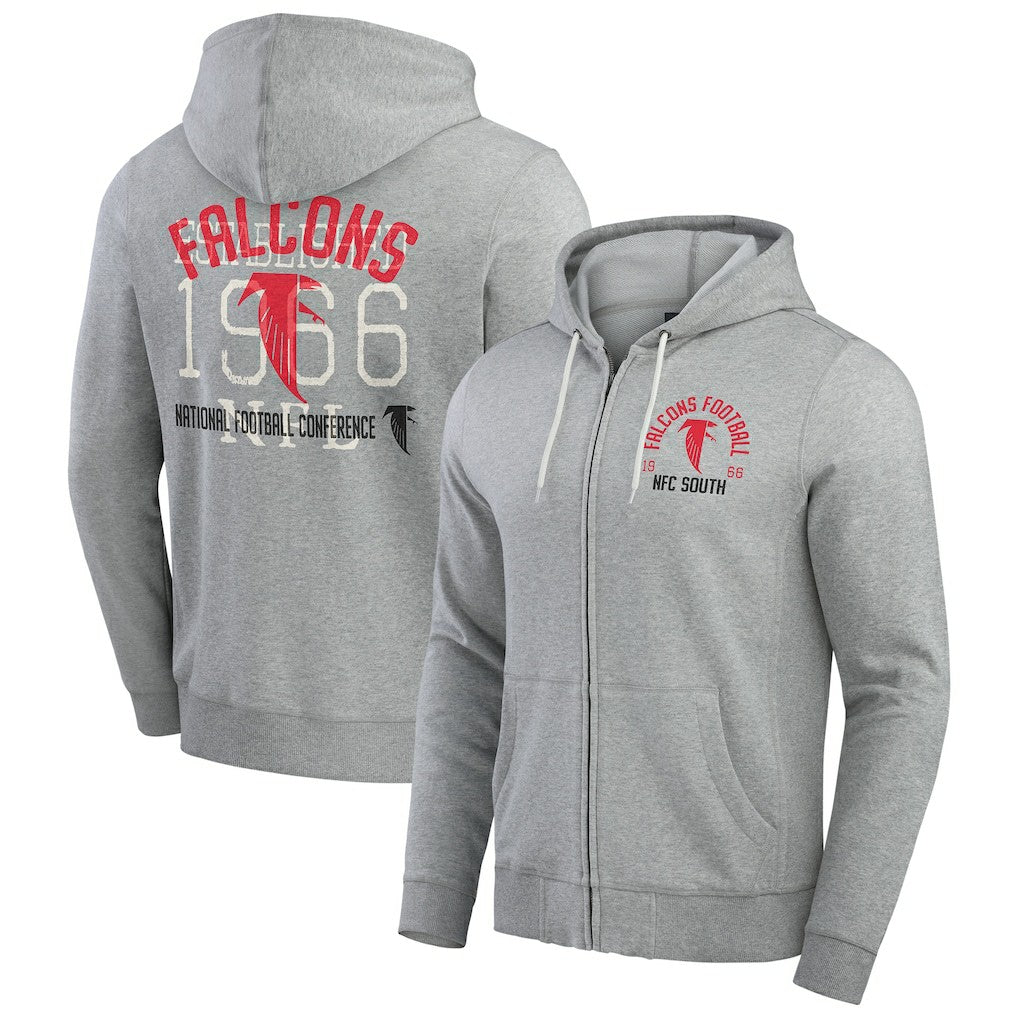 Atlanta Falcons Darius Rucker Collection Vintage Stripe Full-Zip Hoodie - Heather Gray - NFL
