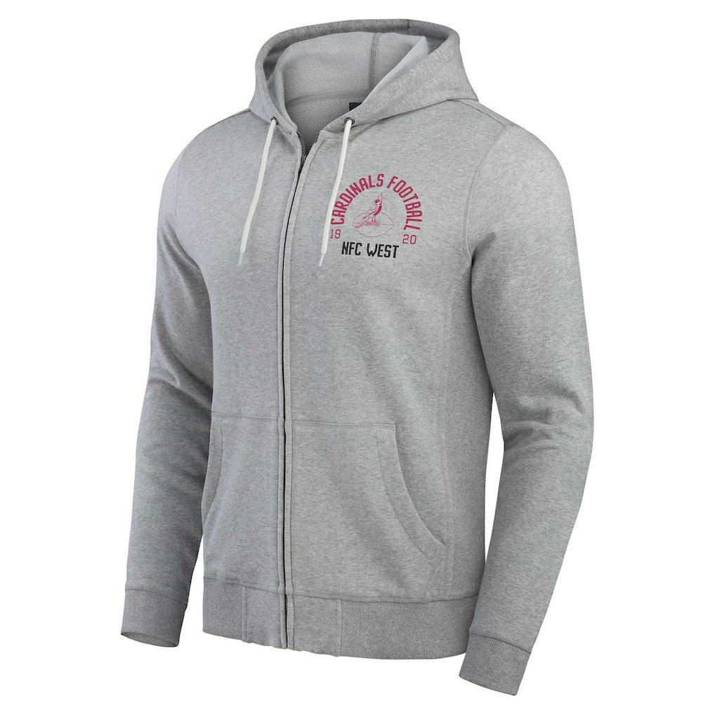 Arizona Cardinals Darius Rucker Collection Vintage Stripe Full-Zip Hoodie - Heather Gray - Fanatics