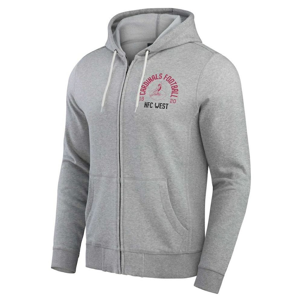 Arizona Cardinals Darius Rucker Collection Vintage Stripe Full-Zip Hoodie - Heather Gray - Fanatics