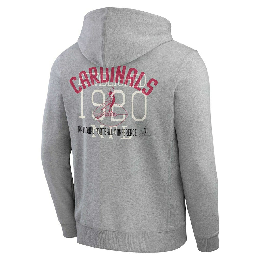 Arizona Cardinals Darius Rucker Collection Vintage Stripe Full-Zip Hoodie - Heather Gray - Fanatics
