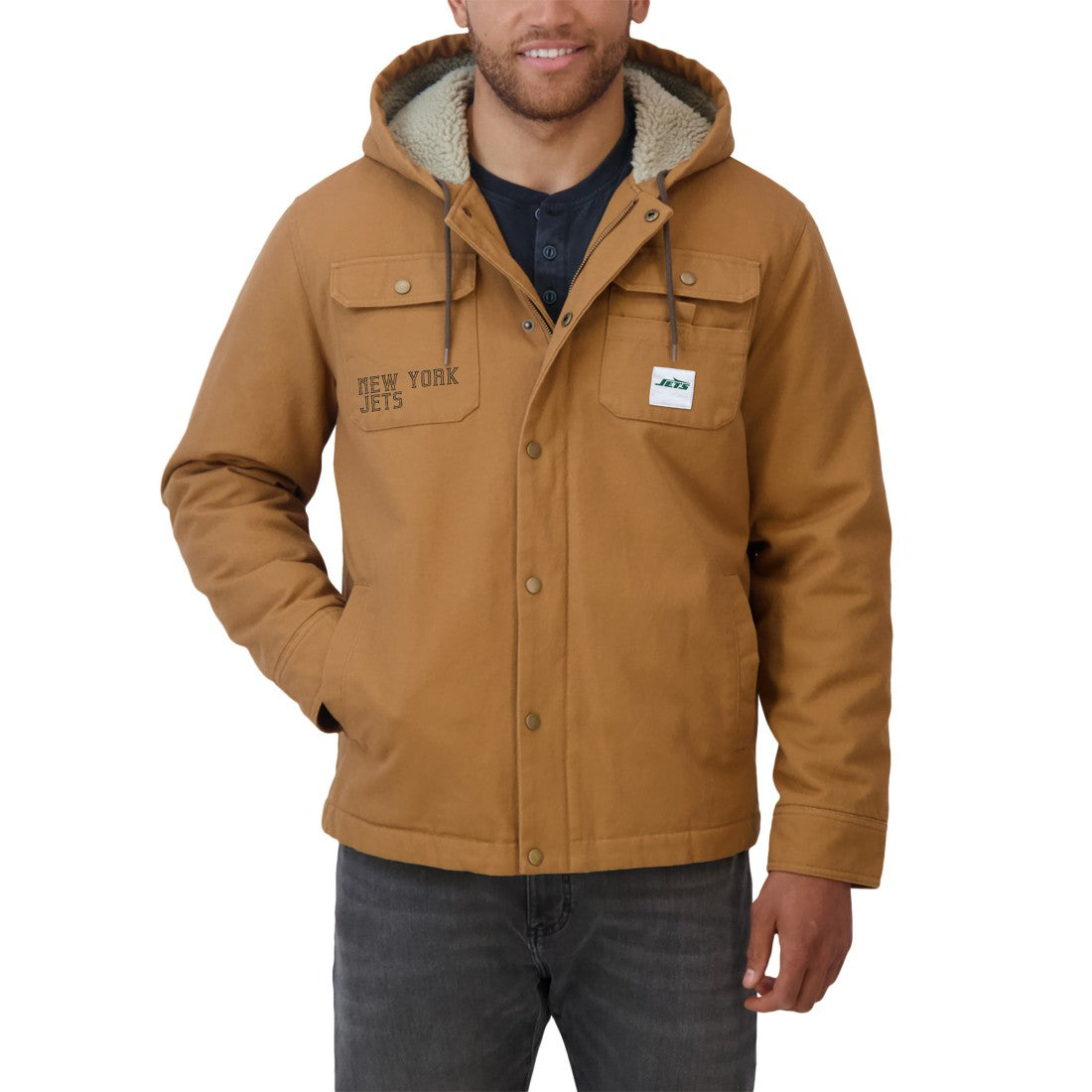 New York Jets Darius Rucker Collection Canvas Full-Zip Hoodie Jacket - Tan - Fanatics