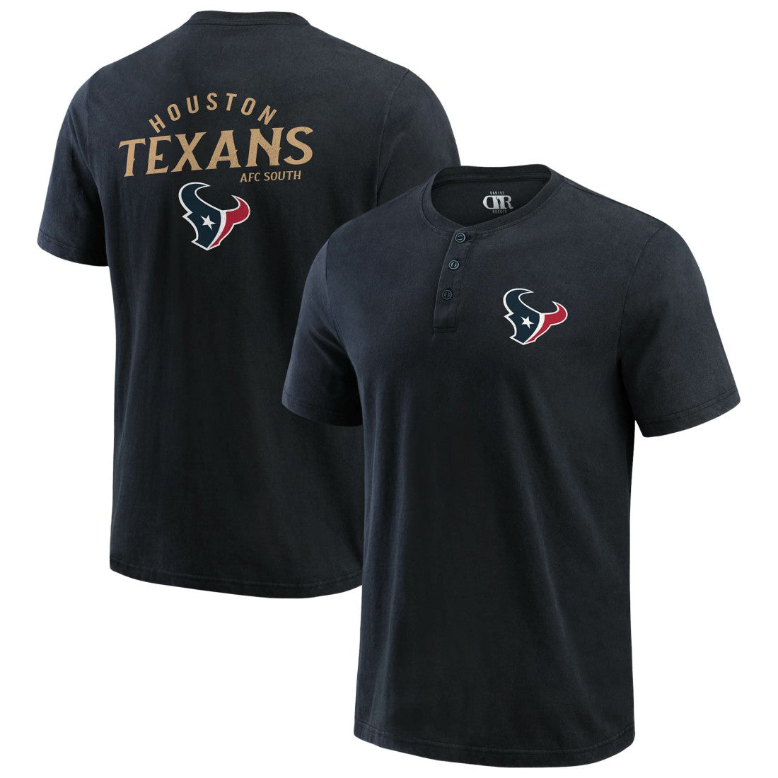 Houston Texans Darius Rucker Collection Washed Henley T-Shirt - Black - Fanatics