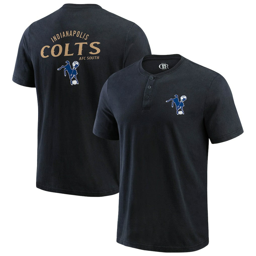 Indianapolis Colts Darius Rucker Collection Washed Henley T-Shirt - Black - Fanatics