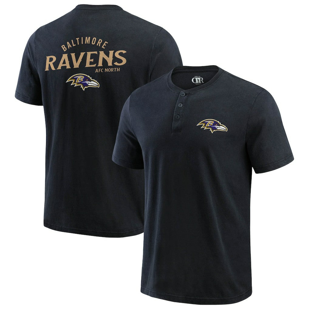 Baltimore Ravens Darius Rucker Collection Washed Henley T-Shirt - Black - Fanatics