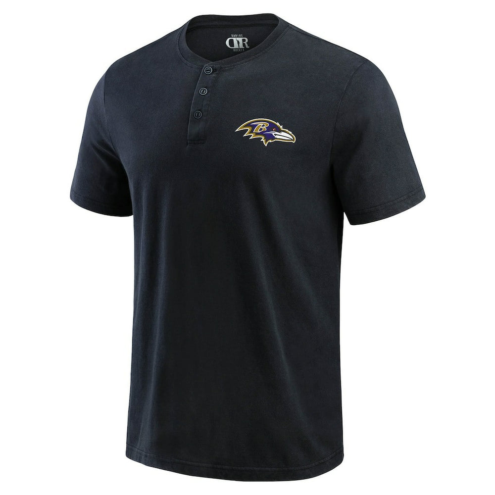 Baltimore Ravens Darius Rucker Collection Washed Henley T-Shirt - Black - Fanatics