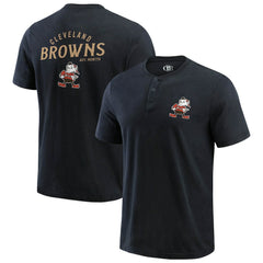 Cleveland Browns Darius Rucker Collection Washed Henley T-Shirt - Black - Fanatics