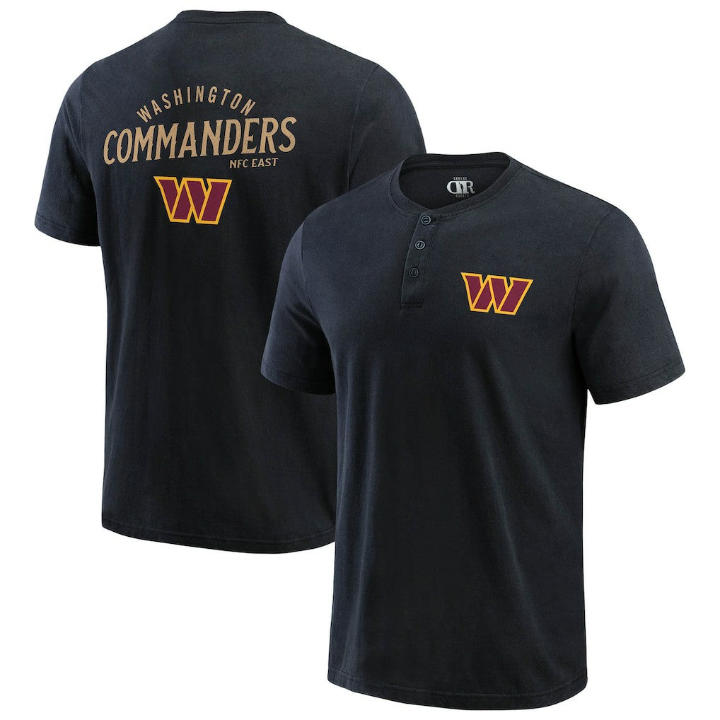 Washington Commanders Darius Rucker Collection Washed Henley T-Shirt - Black - Fanatics