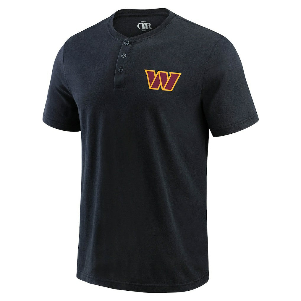 Washington Commanders Darius Rucker Collection Washed Henley T-Shirt - Black - Fanatics