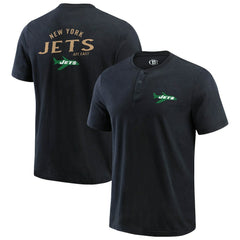New York Jets Darius Rucker Collection Washed Henley T-Shirt - Black - Fanatics